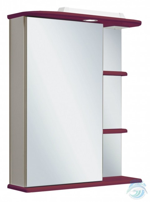 Шкаф-зеркало Lindis Троя 56 полочки слева бордо металлик